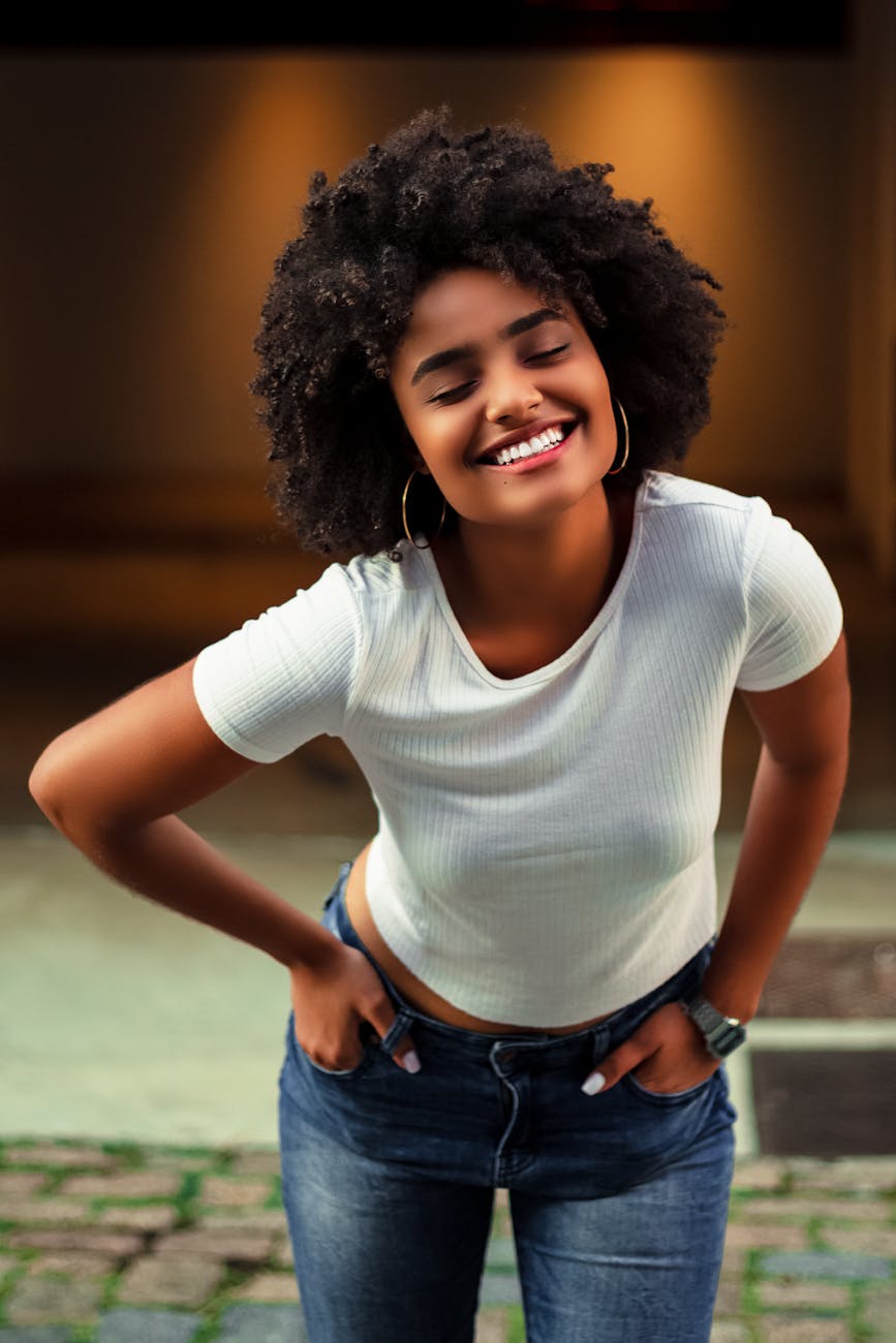 photo of woman wearing white shirt